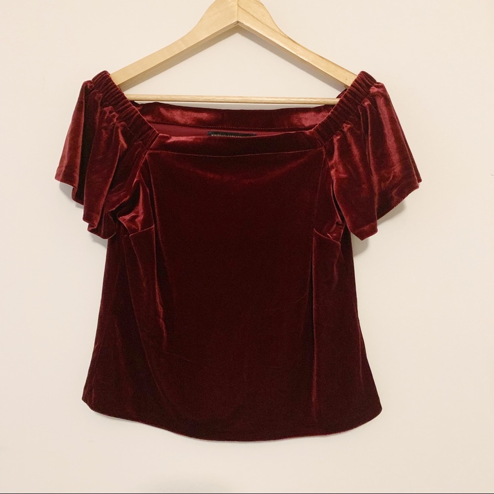 White House Black Market Velour Maroon Shoulder - Picture 4 of 6